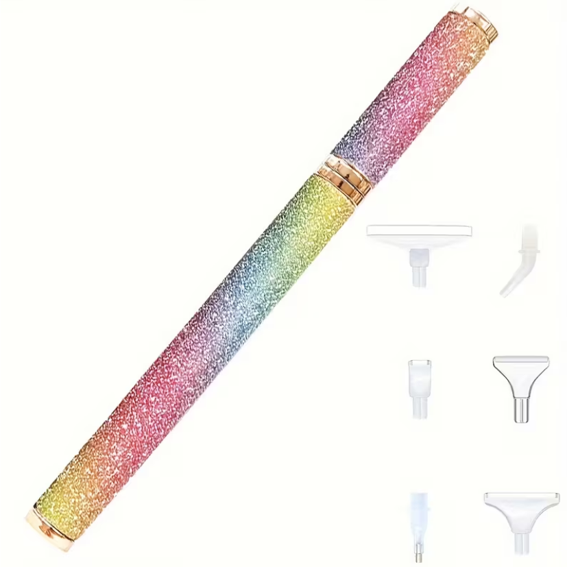 Glitter Rhinestone Diamond Painting Pen – 5D Drill Pen with Multiple Tips | Sparkly Craft Tool (5 Colours)