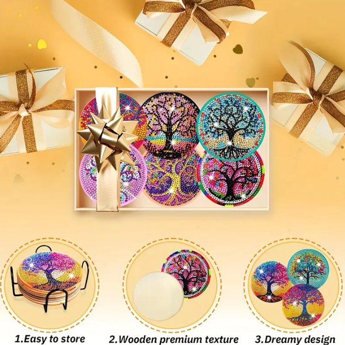 Cup Coaster Kit 8 Coasters Tree Of Life 3