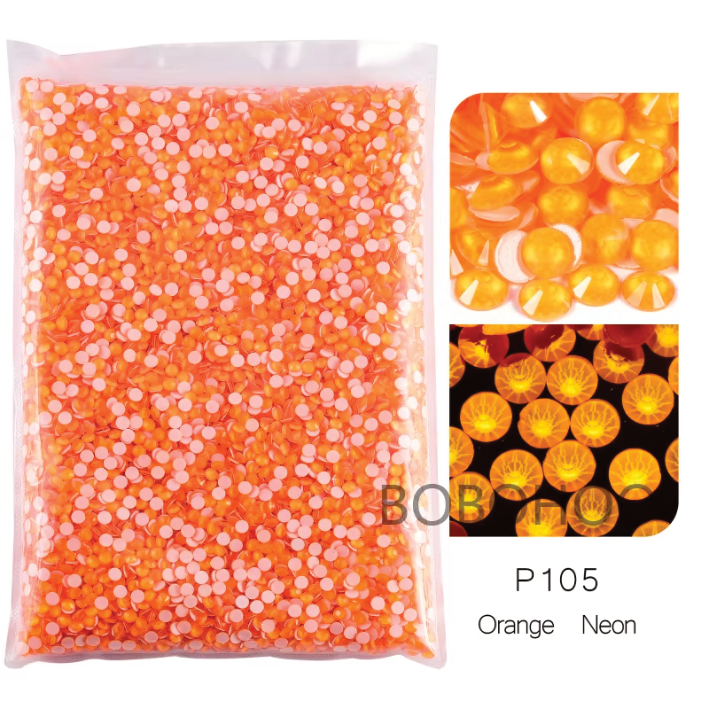 Glass Rhinestones Flat Back Non Hotfix SS16 Colour P105 Orange Neon, 4 Pack Sizes Available