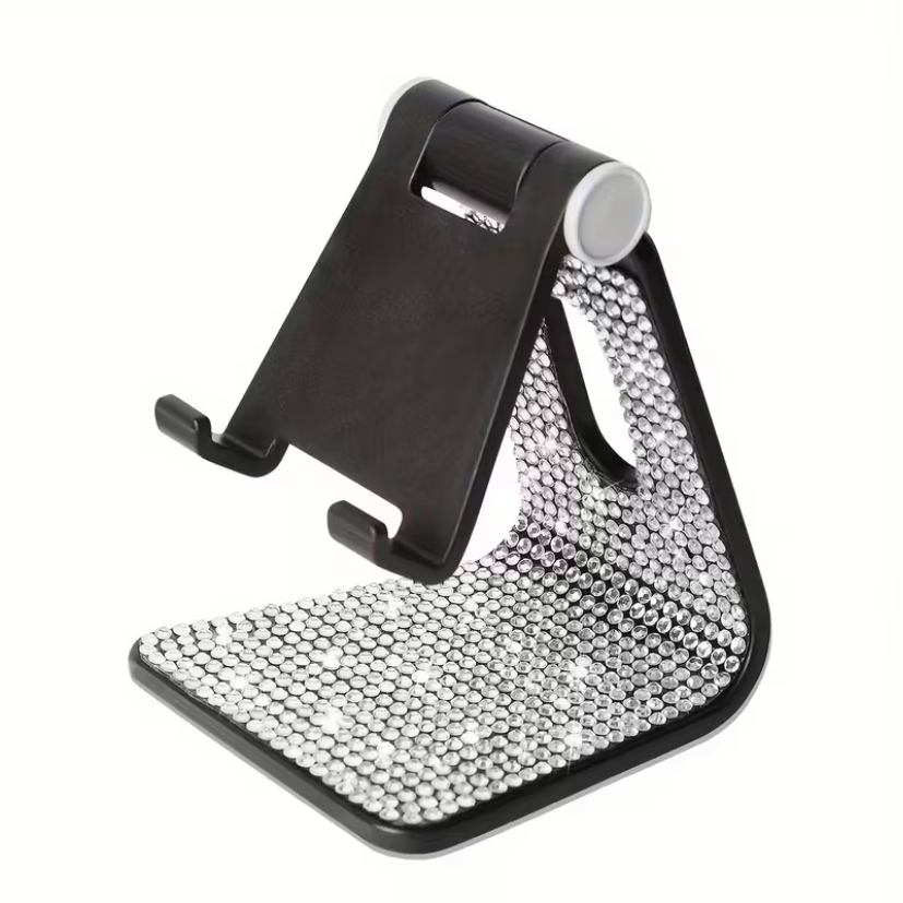Sparkly Rhinestone Phone Stand – Adjustable Desk Holder for Smartphones