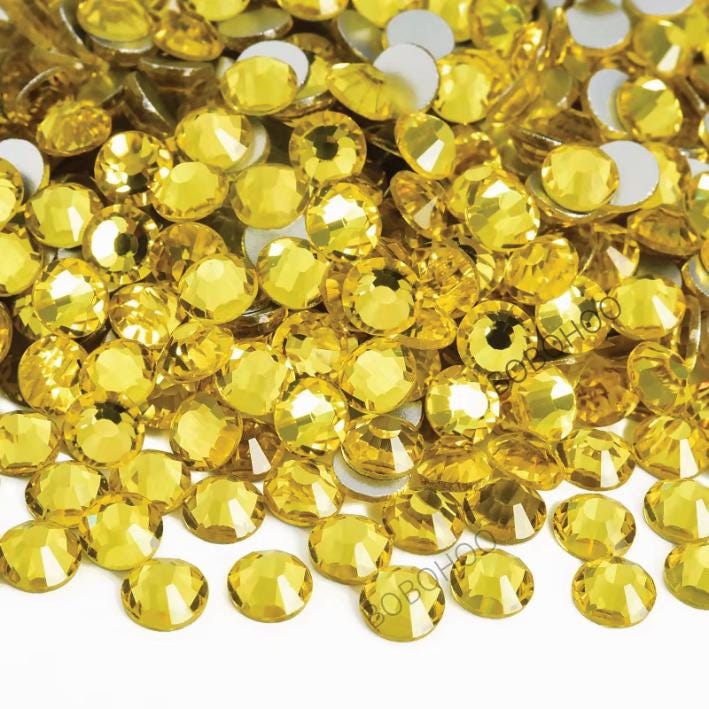 Glass Rhinestones Flat Back Non Hotfix SS10 Colour P24 Citrine, 4 Pack Sizes Available