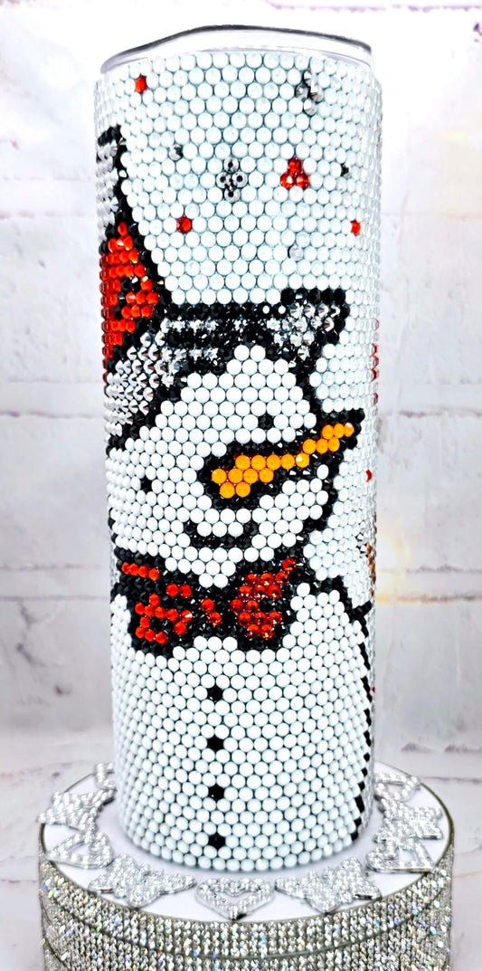 1003 Snowman Orange 20oz Rhinestone Tumbler