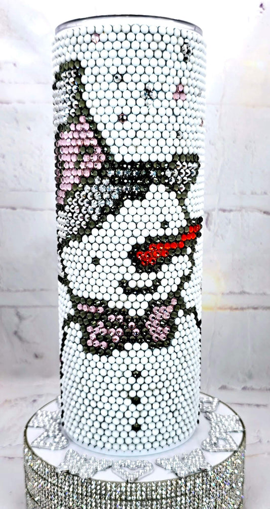 1003 Snowman Pink 20oz Rhinestone Tumbler