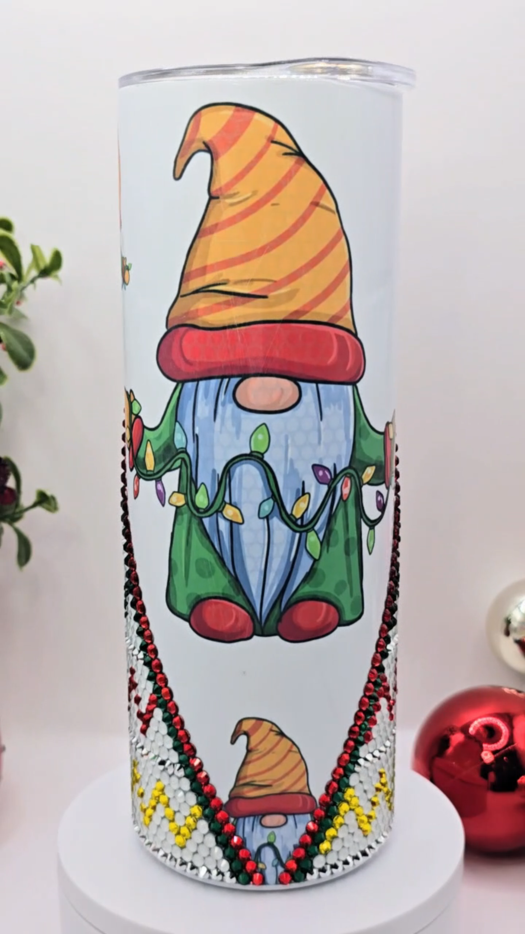 1015 Christmas Gnomes 20oz Rhinestone Tumbler
