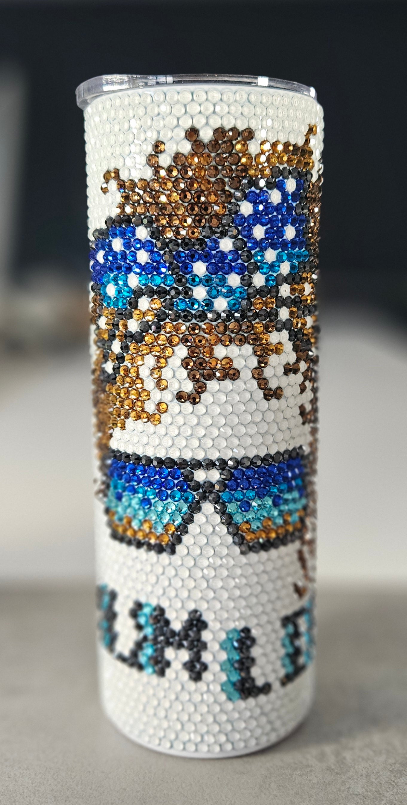 1029B Mum Life Blue 20oz Rhinestone Tumbler