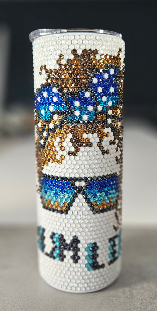 1029B Mum Life Blue 20oz Rhinestone Tumbler
