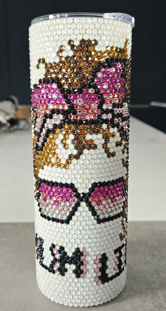 1029P Mum Life Pink 20oz Rhinestone Tumbler