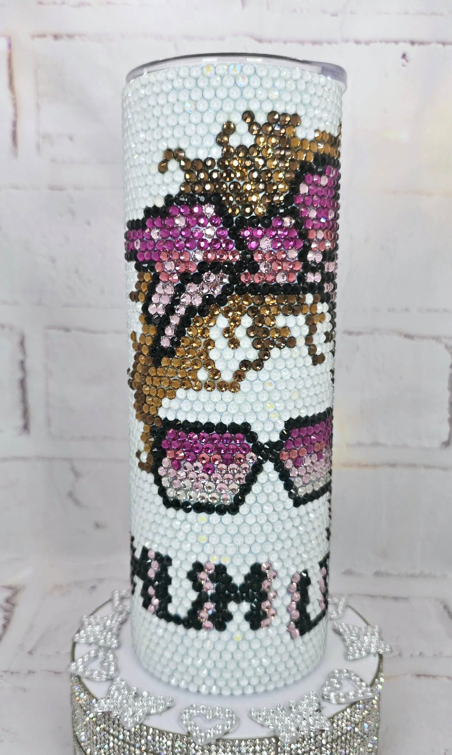 1029P Mum Life Pink 20oz Rhinestone Tumbler