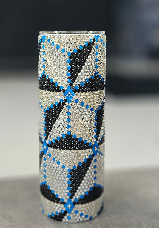 1055 Neon Blue Arrows 20oz Rhinestone Tumbler