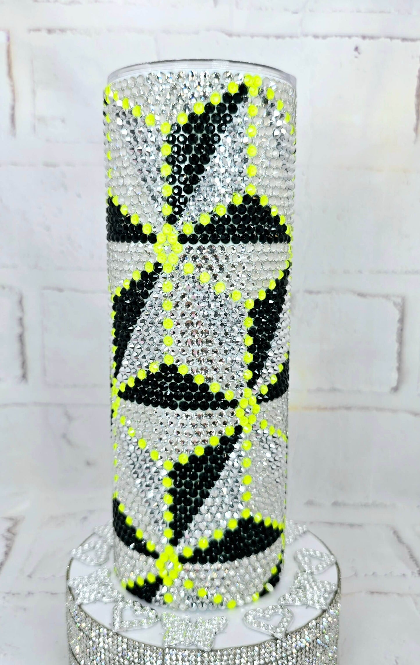 1055 Neon Yellow Arrows 20oz Rhinestone Tumbler