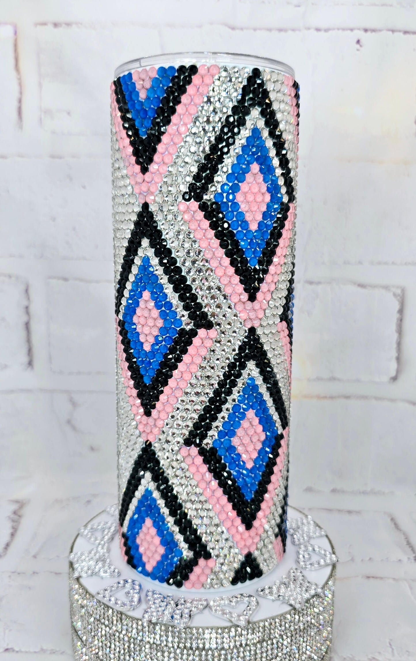 1098 Best Friend Pink & Blue 20oz Rhinestone Tumbler
