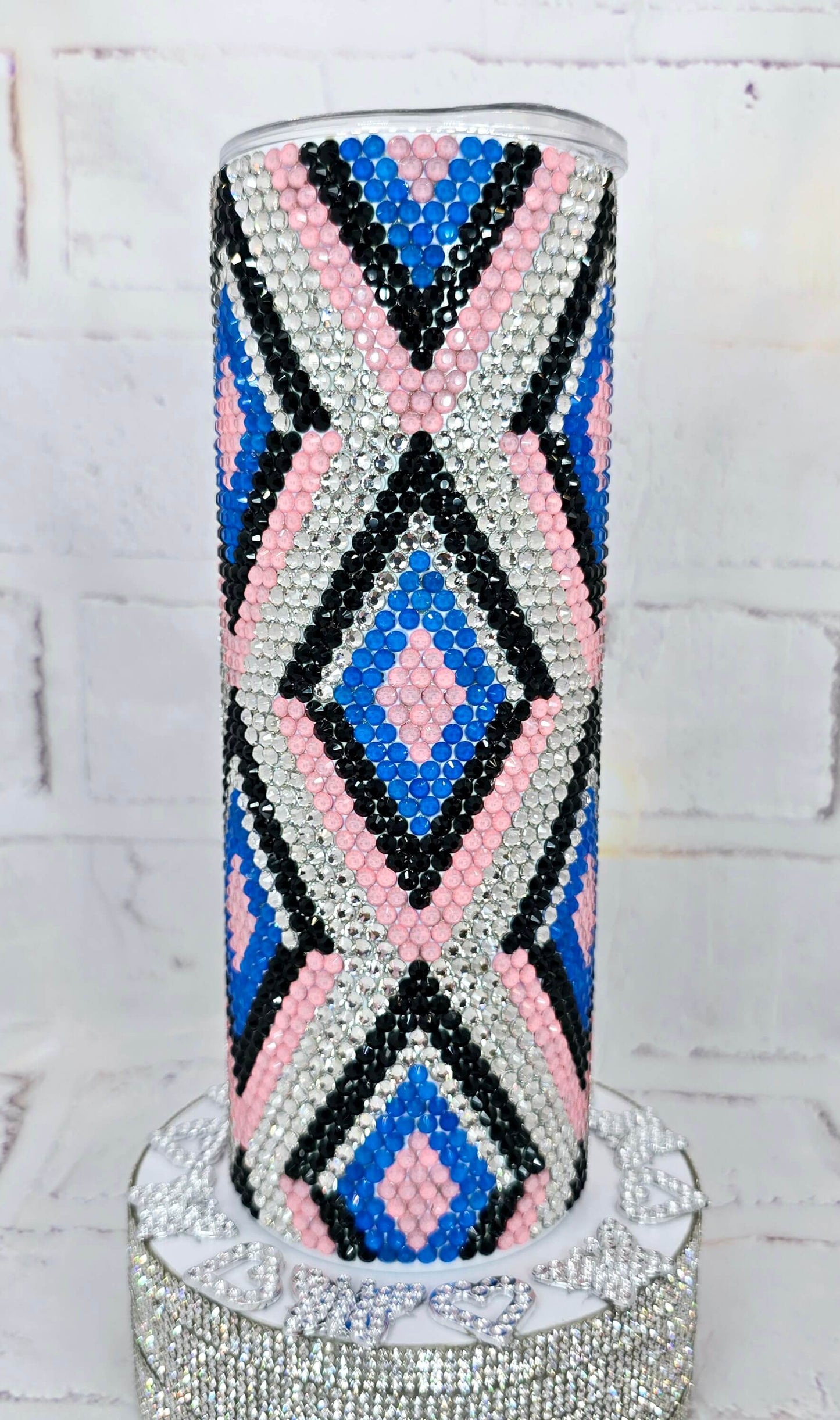 1098 Best Friend Pink & Blue 20oz Rhinestone Tumbler