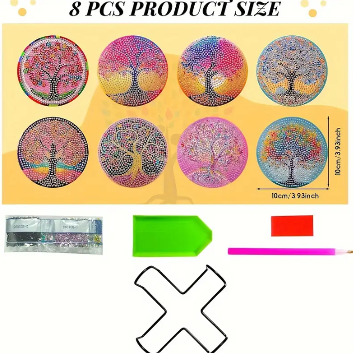 Cup Coaster Kit 8 Coasters Tree Of Life 3