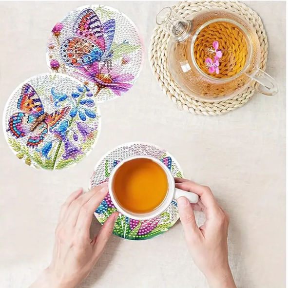 Set 17 Cup Coaster Kit 8 Coasters Butterfly Set