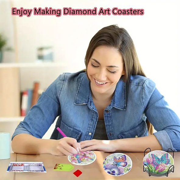 Set 17 Cup Coaster Kit 8 Coasters Butterfly Set