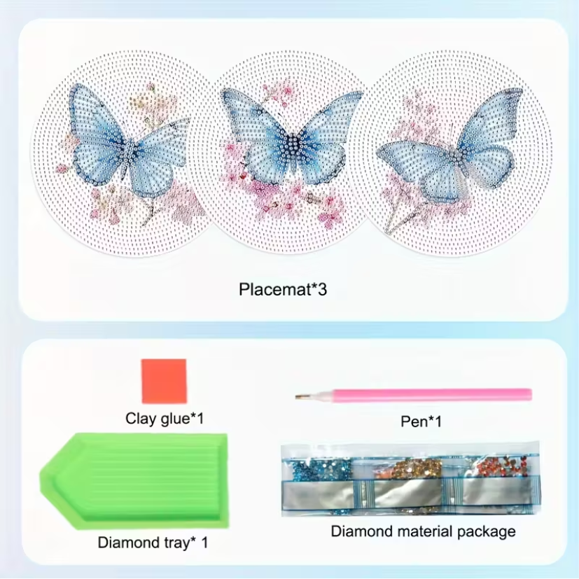 Place Mat Kit Set Of 3 Butterfly's
