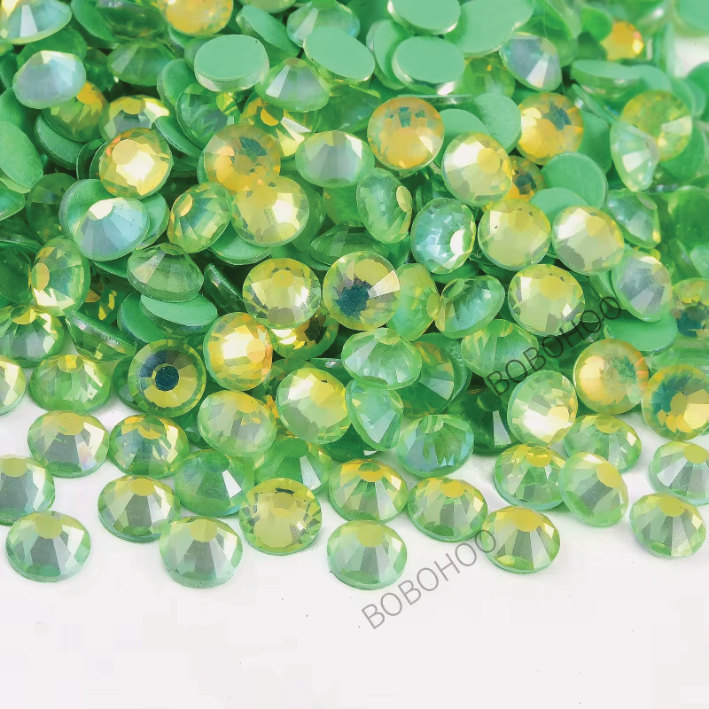 Glass Rhinestones Flat Back Non Hotfix SS16 Colour P119 Emerald Luminous Opal, 4 Pack Sizes Available