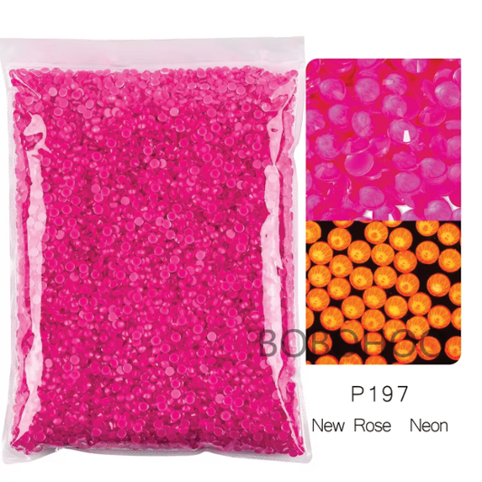 Glass Rhinestones Flat Back Non Hotfix SS16 Colour P197 New Rose Neon, 4 Pack Sizes Available