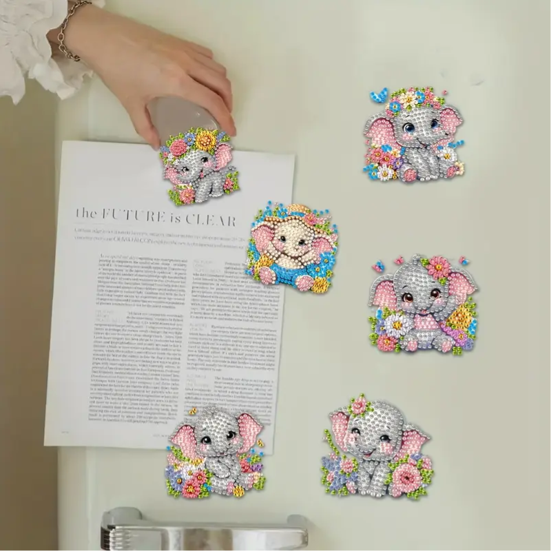Set 12 Fridge Magnets 6 Cute Elephant Designs