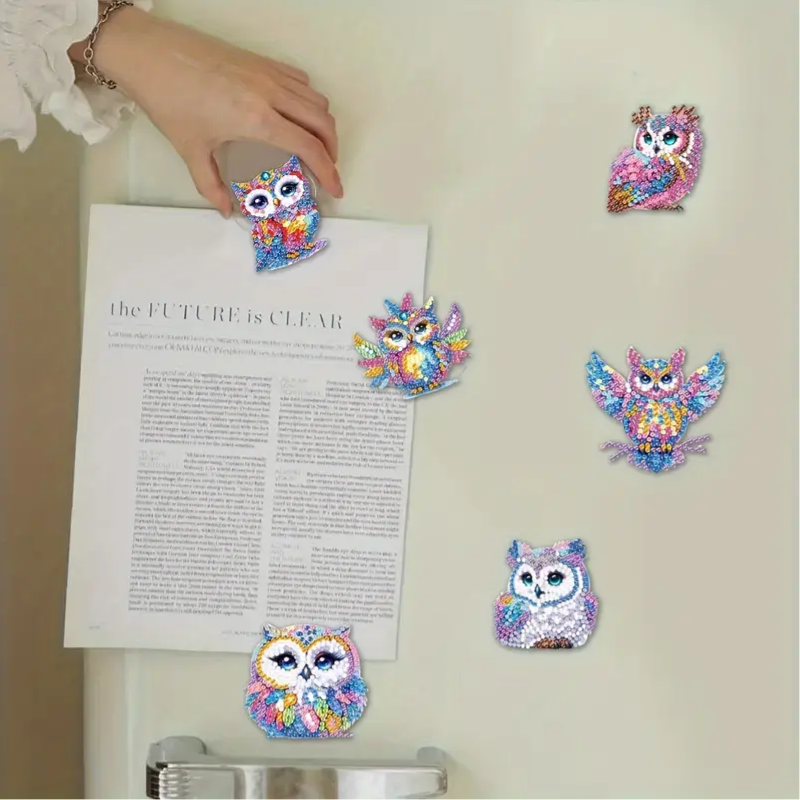 Set 13 Fridge Magnets 6 Cute Owl Designs