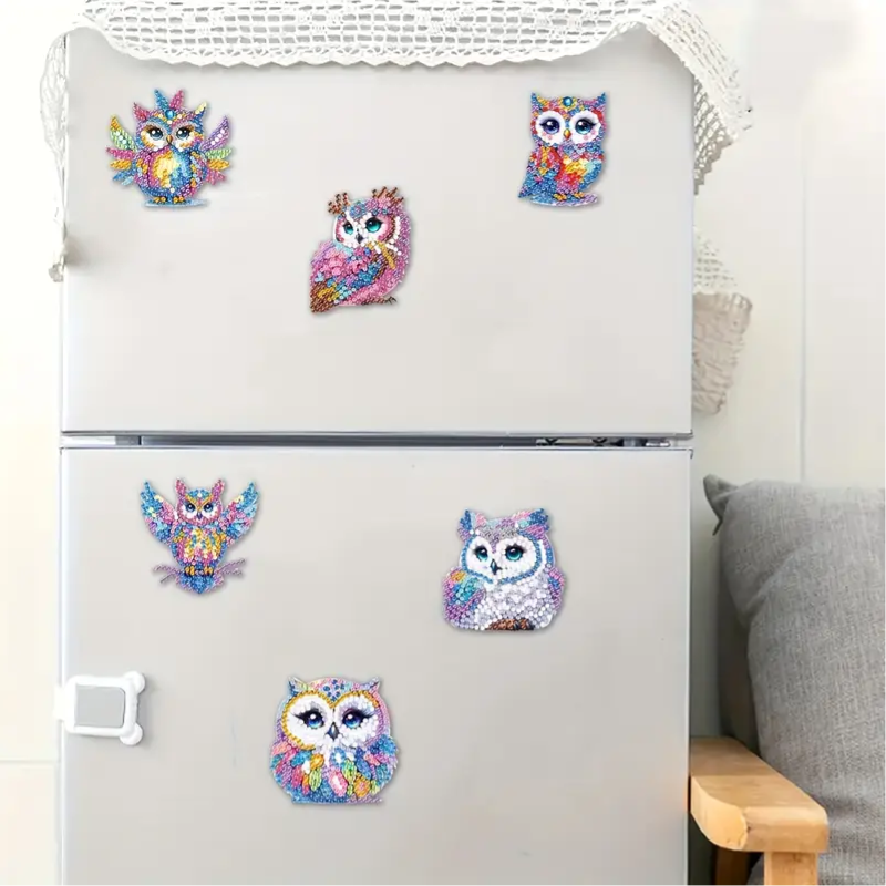 Set 13 Fridge Magnets 6 Cute Owl Designs