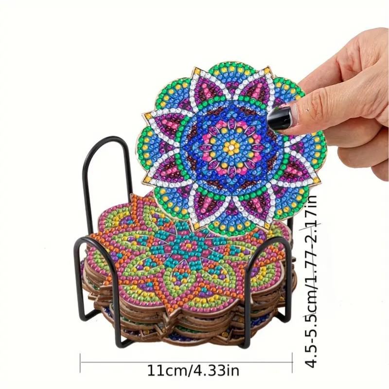 Set 14 Cup Coasters 6 Shaped Edge Flower Designs