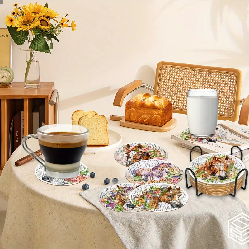 Set 16 Cup Coasters 8 Horse Photo Designs