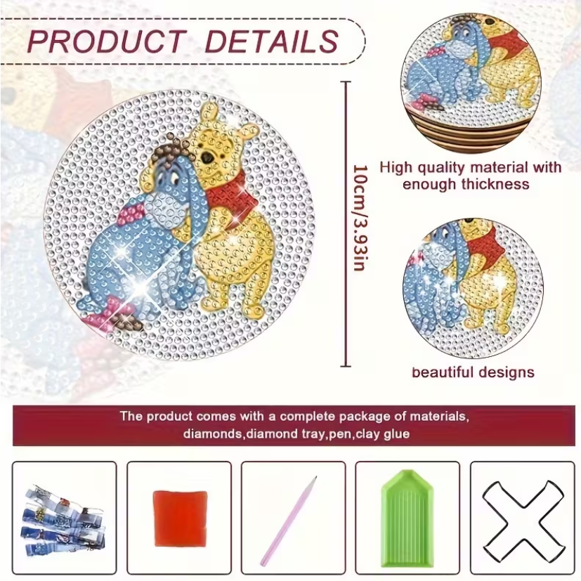 Set 20 Cup Coasters 8 Cute Bear Design