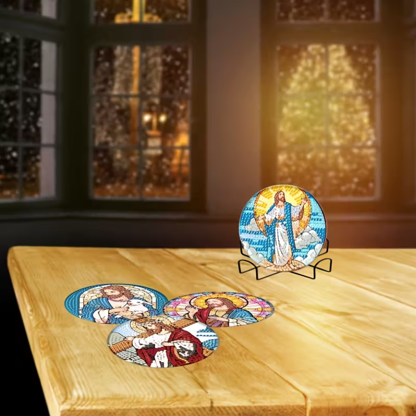 Set 22 Cup Coasters 8 Religious Theme Design