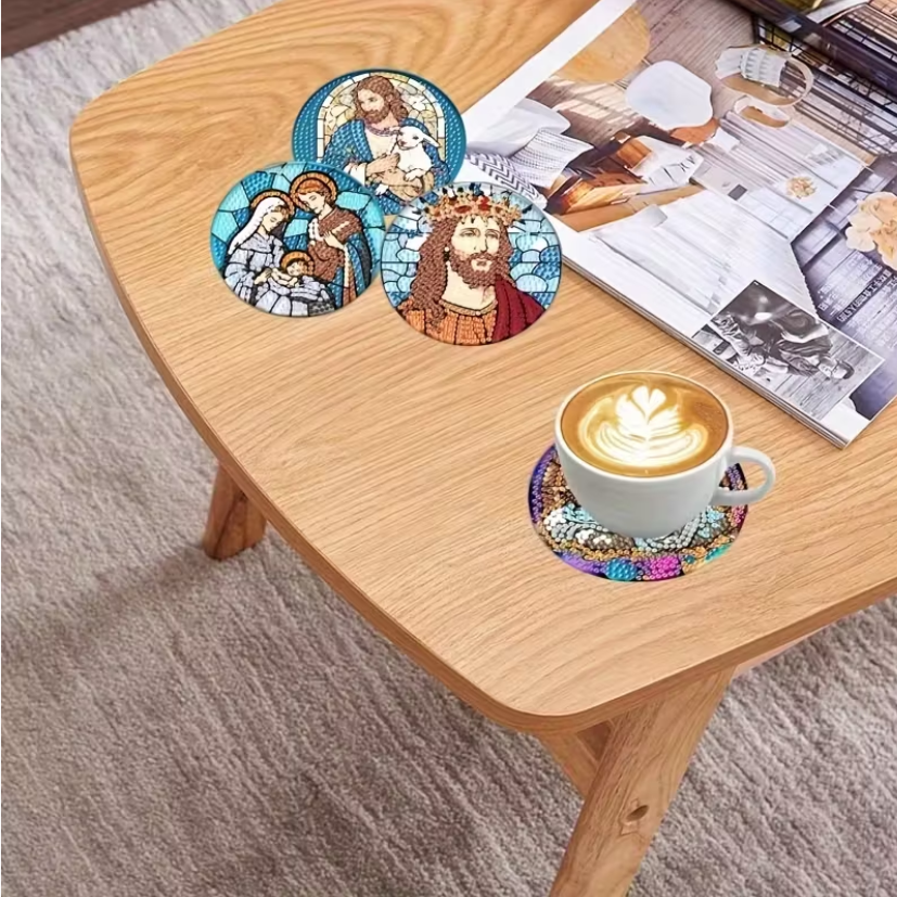 Set 22 Cup Coasters 8 Religious Theme Design