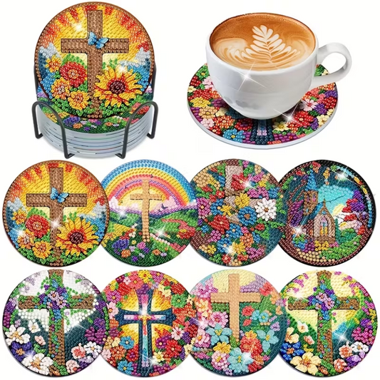 Set 23 Cup Coasters 8 Religious Theme Design