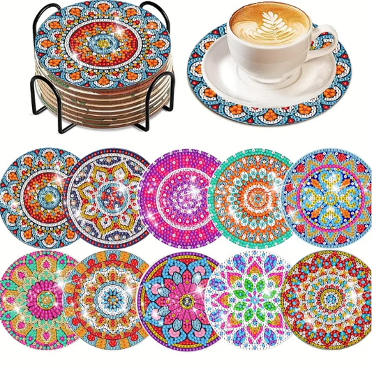 Set 11 Cup Coaster Kit 10 Coasters Mosaic Design