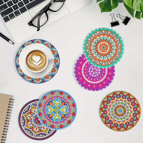 Set 11 Cup Coaster Kit 10 Coasters Mosaic Design