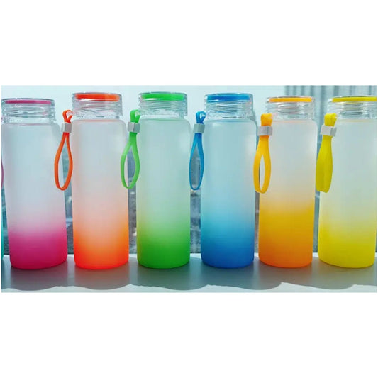 Wholesale 17oz 500ml Frosted Sublimation Gradient Colour Matte Glass Tumbler Sub Glass Water Bottle