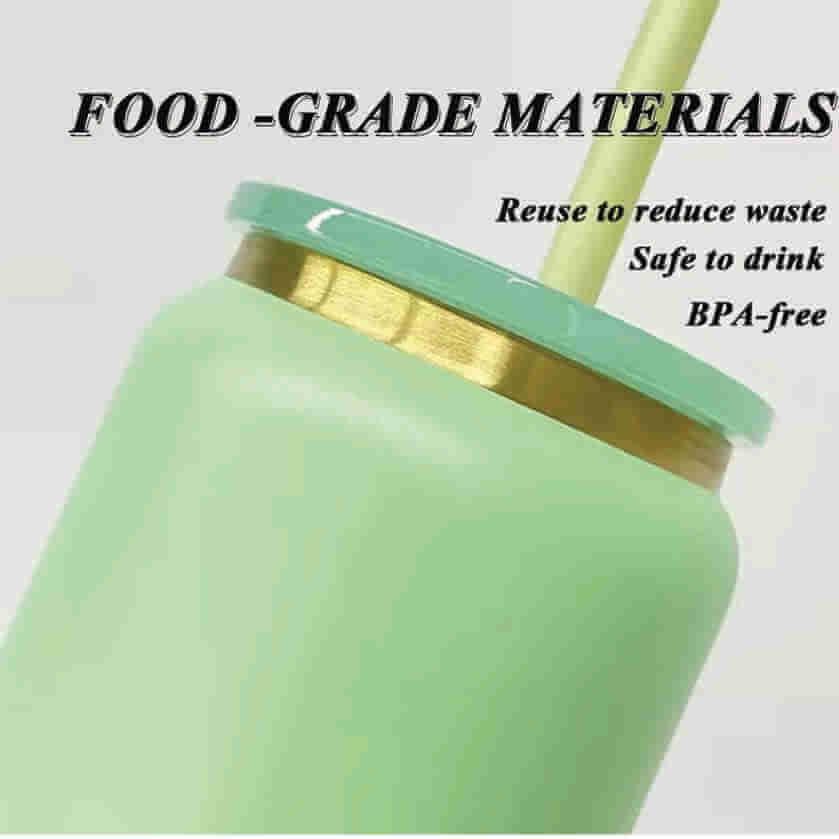 16oz Gold Underneath Laser Plated Beer Can Vacuum Stainless Steel Can Cups For Laser Engrave with PP lid