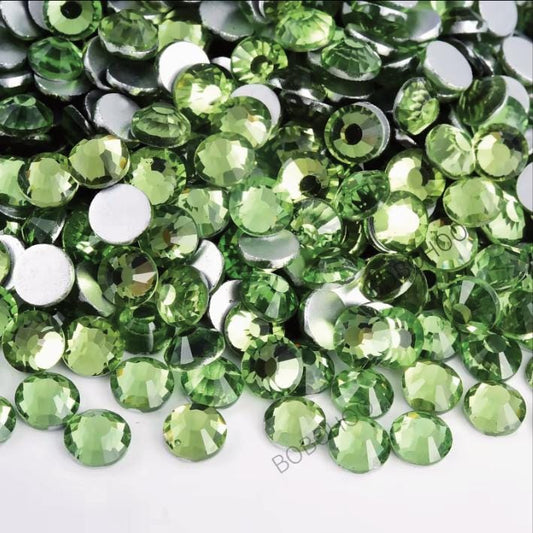 Glass Rhinestones Flat Back Non Hotfix SS10 Colour Lt Peridot P8 (Lt Green), 4 Pack Sizes Available