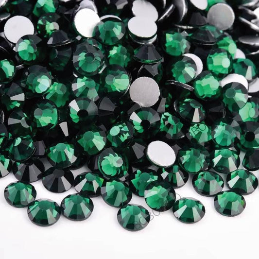 Glass Rhinestones Flat Back Non Hotfix SS10 Colour Emerald P9 (Dk Green), 4 Pack Sizes Available
