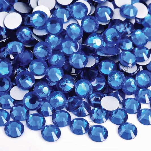 Glass Rhinestones Flat Back Non Hotfix SS10 Colour P15 Capri Blue, 4 Pack Sizes Available