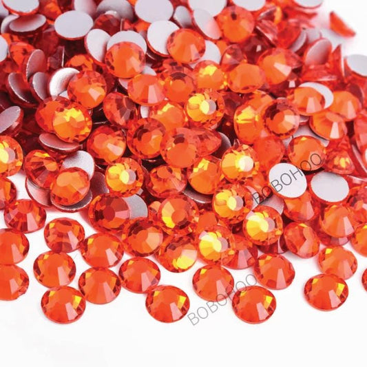 Glass Rhinestones Flat Back Non Hotfix SS16 Colour P25 Orange, 4 Pack Sizes Available