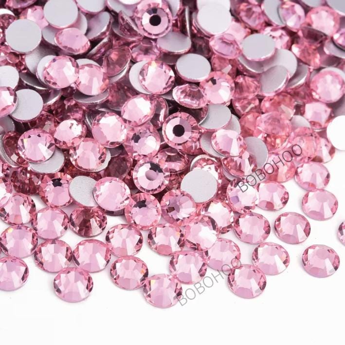 Glass Rhinestones Flat Back Non Hotfix SS16 Colour P28 Lt Pink, 4 Pack Sizes Available