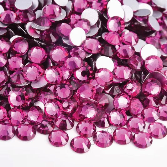 Glass Rhinestones Flat Back Non Hotfix SS16 Colour P30 Fuchsia, 4 Pack Sizes Available