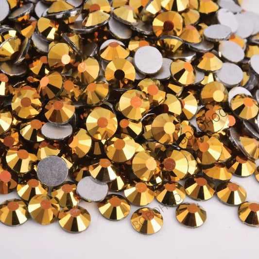Glass Rhinestones Flat Back Non Hotfix SS16 Colour P37 Mine Gold, 4 Pack Sizes Available