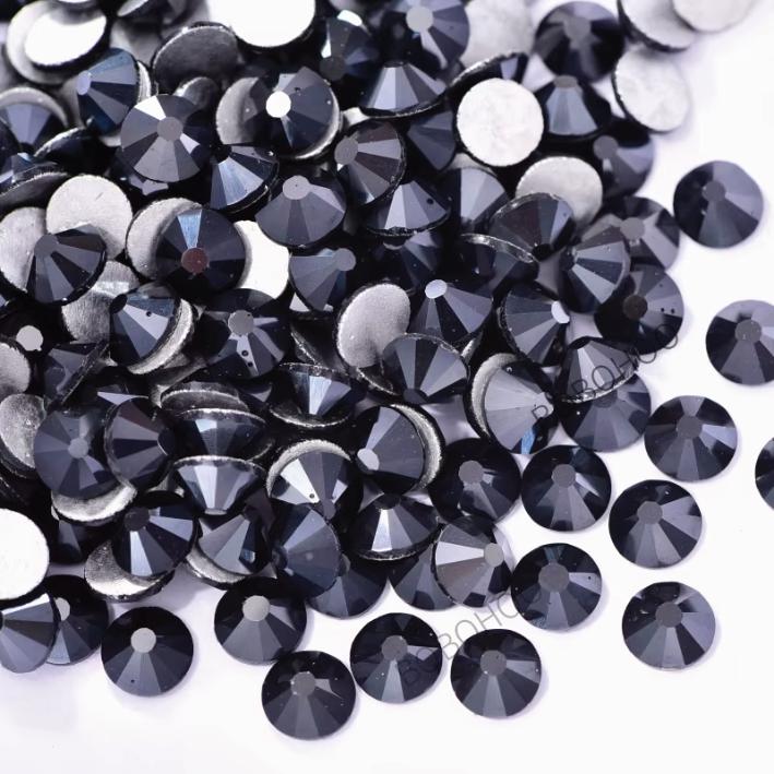 Glass Rhinestones Flat Back Non Hotfix SS16 Colour P73 Jet Hermatite, 4 Pack Sizes Available
