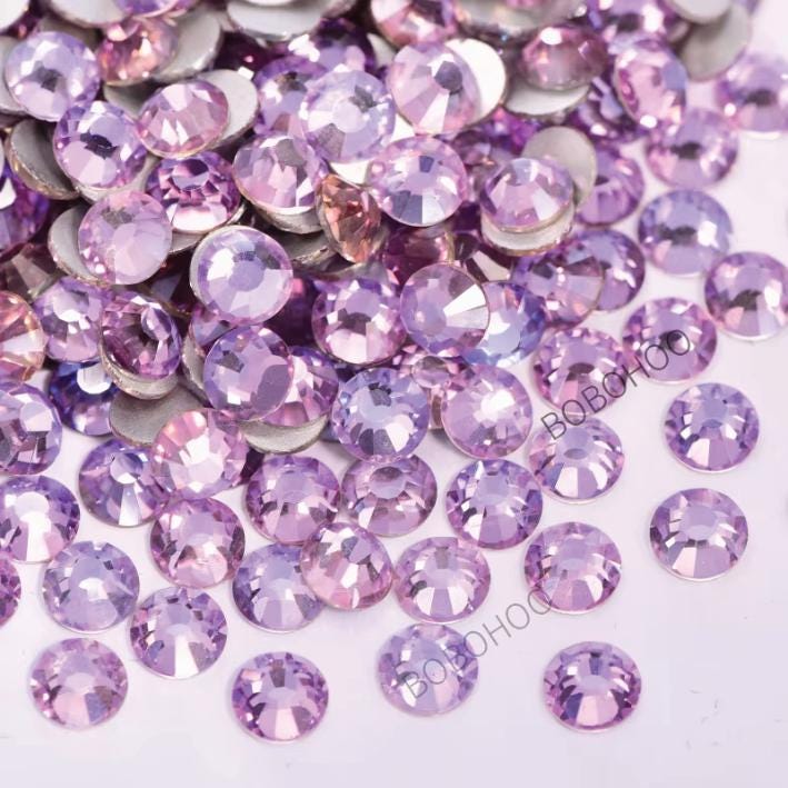 Glass Rhinestones Flat Back Non Hotfix SS16 Colour P87 Air Violet, 4 Pack Sizes Available