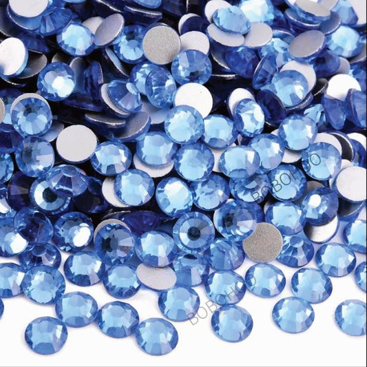Glass Rhinestones Flat Back Non Hotfix SS10 Colour Lt Sapphire P11 (Lt Blue), 4 Pack Sizes Available