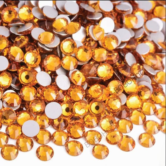Glass Rhinestones Flat Back Non Hotfix SS16 Colour P19 Topaz, 4 Pack Sizes Available