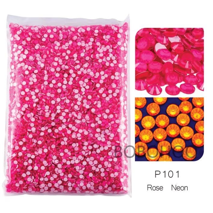 Glass Rhinestones Flat Back Non Hotfix SS16 Colour P101 Rose Neon, 4 Pack Sizes Available