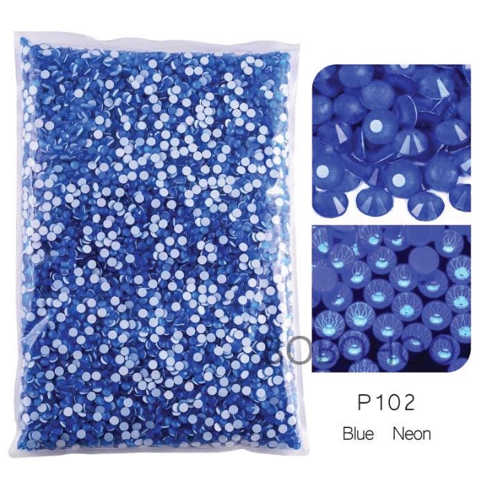 Glass Rhinestones Flat Back Non Hotfix SS16 Colour P102 Blue Neon, 4 Pack Sizes Available